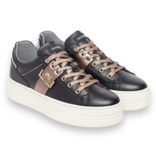 Nero Giardini I308412D Black/Metallic Gold Side Buckle