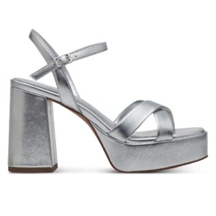 Tamaris 28051-42 Silver Block Heel Platform Sandal