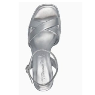 Tamaris 28051-42 Silver Block Heel Platform Sandal