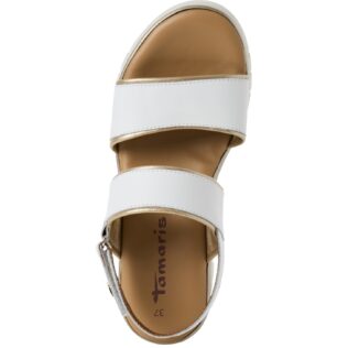 Tamaris 28711-44 White/Light Gold Wedge Sandal