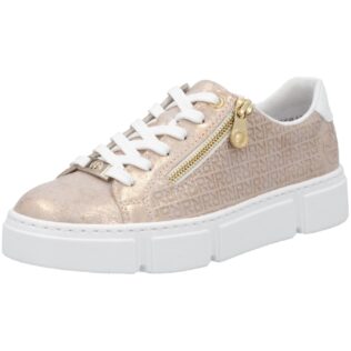 Rieker N5917-90 Rose Gold Zip Trainer