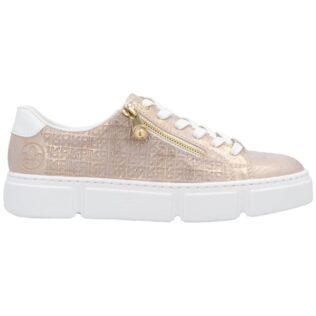 Rieker N5917-90 Rose Gold Zip Trainer