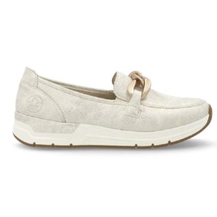 Rieker 58944-61 Beige Gold Buckle Loafer