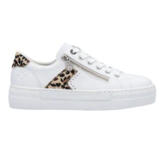 Rieker N4924-81 White/Leopard Zip Trainer