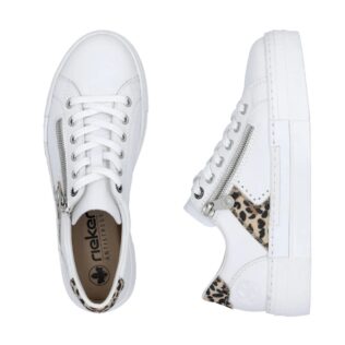 Rieker N4924-81 White/Leopard Zip Trainer