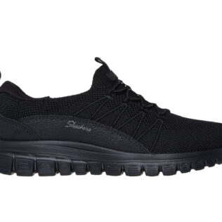 Skechers 100702 Black Fake Lace Slip On