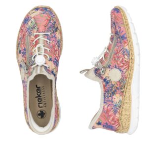 Rieker N42V3-90 Rose Flower Print Zip Shoe