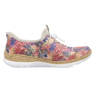 Rieker N42V3-90 Rose Flower Print Zip Shoe