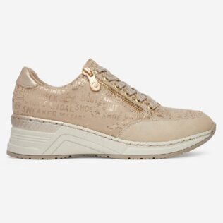 Rieker N4316-62 Light Gold Zip Trainer