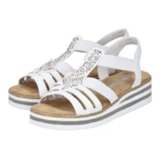 Rieker V0240-80 White Wedge Sandal