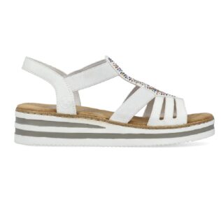 Rieker V0240-80 White Wedge Sandal