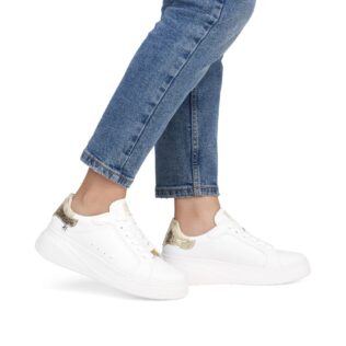 Rieker W2303-80 White Light Gold Trainer