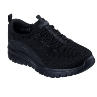 Skechers 100702 Black Fake Lace Slip On