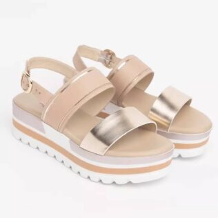 Nero Giardini E218880D Gold/Beige Platform Sandal
