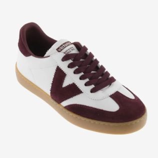 Victoria 1126207 White/Burgundy Suede Gum Sole Trainer