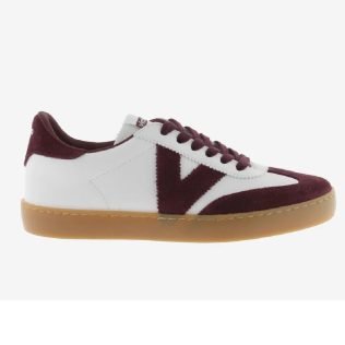 Victoria 1126207 White/Burgundy Suede Gum Sole Trainer