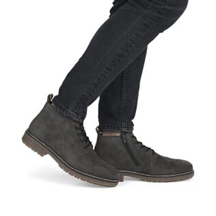 Rieker 33106-45 Grey Suede Lace Boot