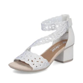 Rieker 64657-80 Off White Block Heel Sandal
