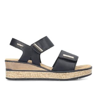 Rieker 63781-00 Black Wedge Sandal