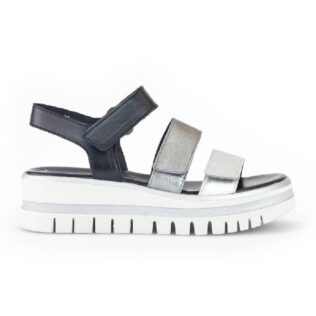 Gabor 84.620.61 Silver/Black Combi Strap Sandal