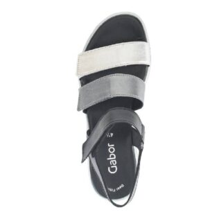 Gabor 84.620.61 Silver/Black Combi Strap Sandal