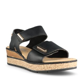 Rieker 63781-00 Black Wedge Sandal