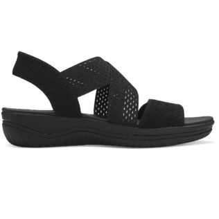Jana 28768-42 Black Stretch Sandal