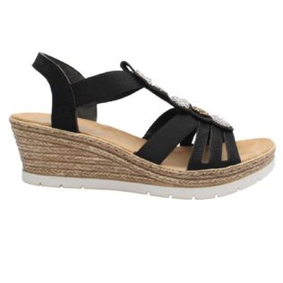 Rieker 619B2-00 Black Wedge Sandal