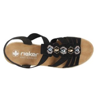 Rieker 619B2-00 Black Wedge Sandal