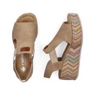Rieker 69472-60 Beige Nubuck Platform Sandal