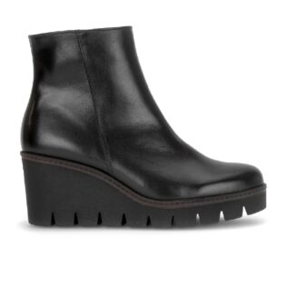 Gabor 8045.01.004 Black Leather Wedge Ankle Boot
